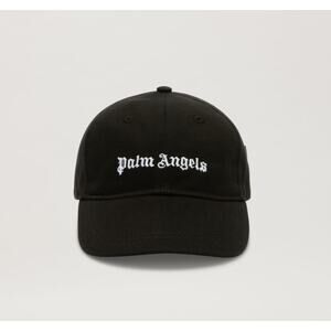 PALM ANGELS Logo Baseball Cap Hat Black White One Size Adjustable